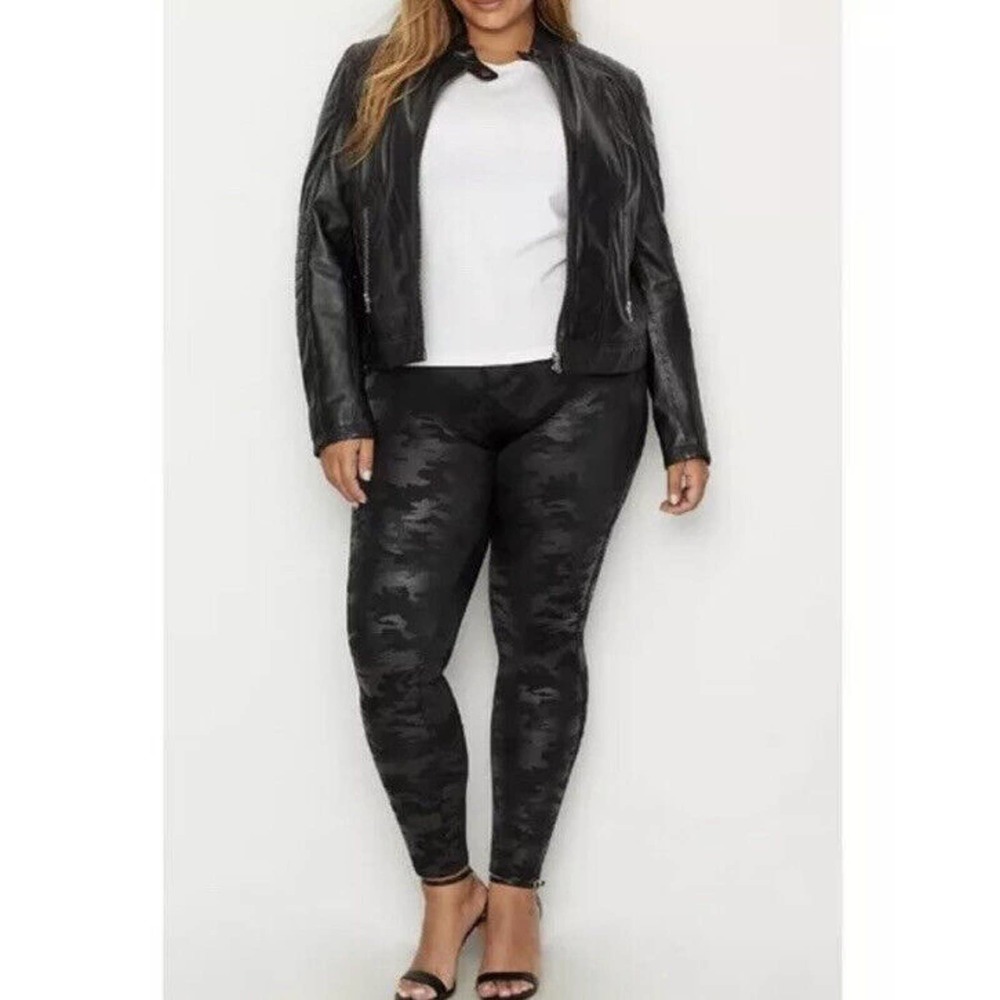 SPANX Faux Leather Camo High Waist Seamless Leggings XL Slimming Athleisure W21